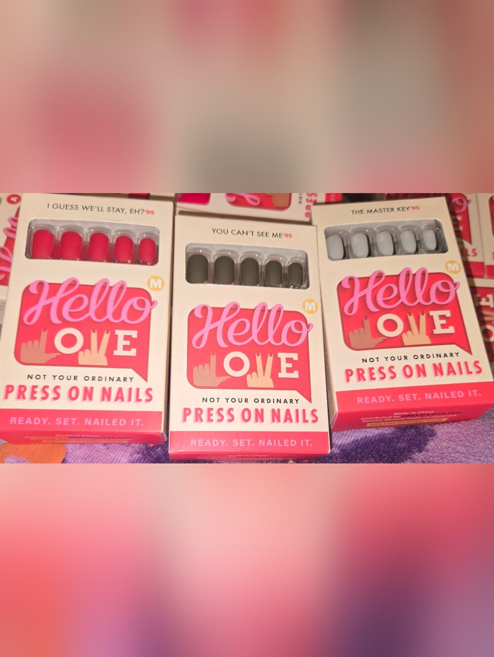 Hello Love Press On Nails 3 Pack Bundle - I Guess, You Can't See Me, Master Key
